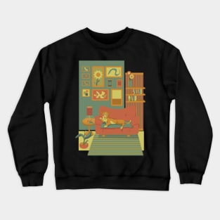 Scenery of a hound ready to read books Crewneck Sweatshirt